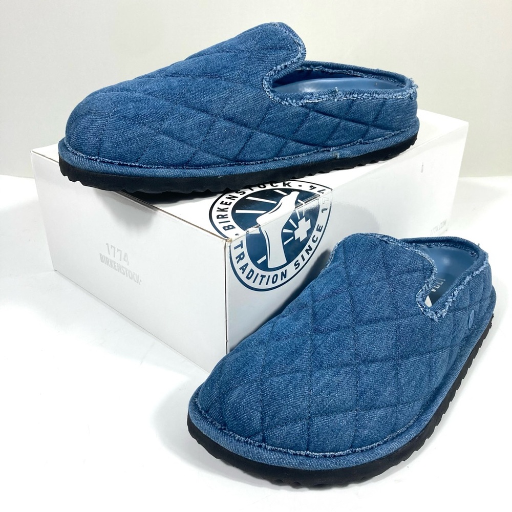 Birkenstock 1774 Eliscu Quilted Denim Slide Clogs Mules Faded Denim 7 38 NEW - Picture 3 of 17